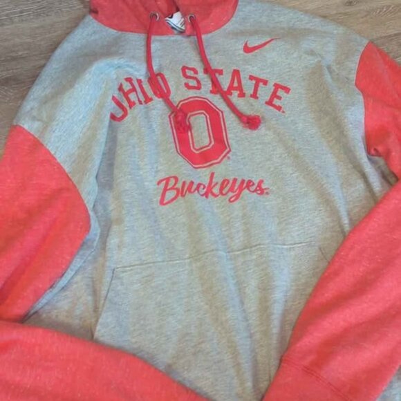 Womens Ohio State Buckeyes Grey Nike Colorblock Hooded Sweatshirt size large - Picture 2 of 5
